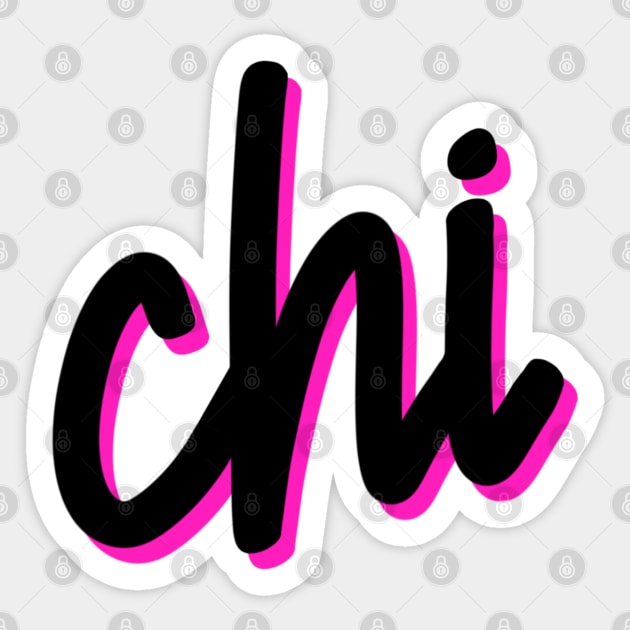 Greek Alphabet: chi (black-pink) Sticker by LetsOverThinkIt